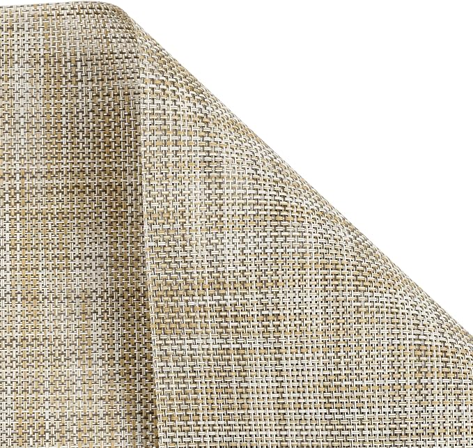 SHACOS Easy Clean Placemats Set of 4 Woven Vinyl Reversible Plastic Place Mats Heat Resistant Stain Resistant Dining Table Mats Indoor Outdoor Table Decor, Beige