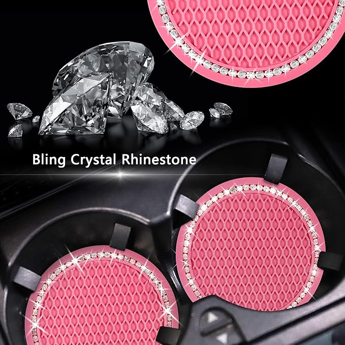 4PCS Bling Coaster, 2.75 Inch Auto Car Cup Holder Insert Coasters Silicone - Image 5