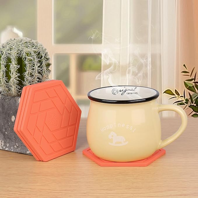 Silicone Drink Coasters Set of 4,Flexible & Heat-Resistant - Perfect for Home Decor & Table Protection(Red Coral)