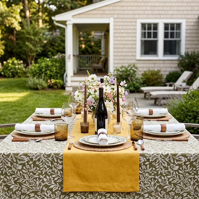 Solino Home 100% Pure Linen Table Runner Mustard Yellow, Fete 14 x 90 in | - Image 2