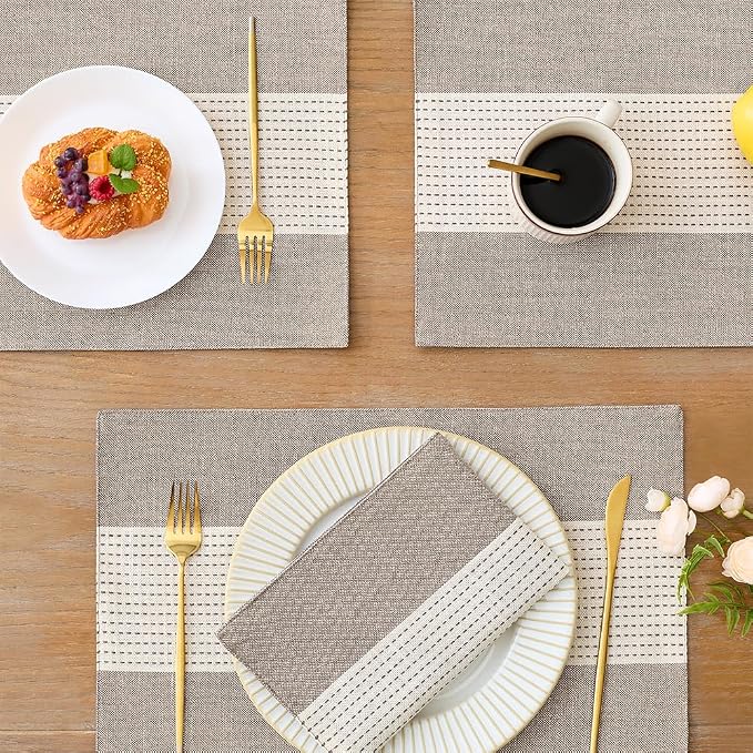 Wracra Linen Placemats Set of 4, Macrame Place Mats - Image 6