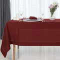 D'Moksha Homes Dark Red Linen Tablecloth 60 x 120 Inch - 100% Pure Linen Hemstitch Tablecloth for Rectangle Tables - Classic Hemstitch, Machine Washable Table Cloth for Valentines, Spring