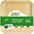 Compostable Palm Leaf Plates 7 Inch Square (100 Pack) | Disposable Biodegradable Plates Like Bamboo & Wooden | Microwave & Oven Safe | Eco-Friendly