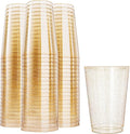 N9R 100PCS 12oz Gold Plastic Cups, Gold Glitter Disposable, Elegant Wedding and Party Cups
