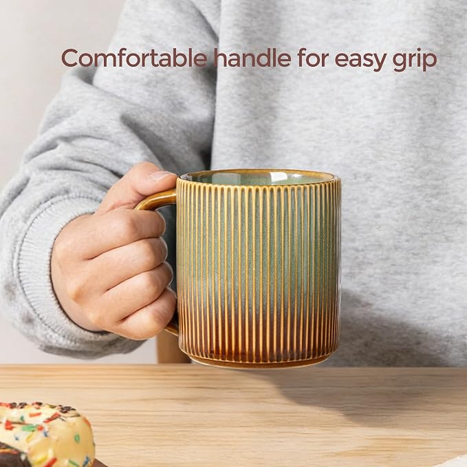 theterra Ceramic Coffee Mugs Set of 4, 14.2 oz Coffee Cups - Image 5