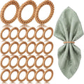 50 Pcs Boho Woven Rattan Napkin Rings Bulk Rustic Style Round Dining Table by Ferrochef