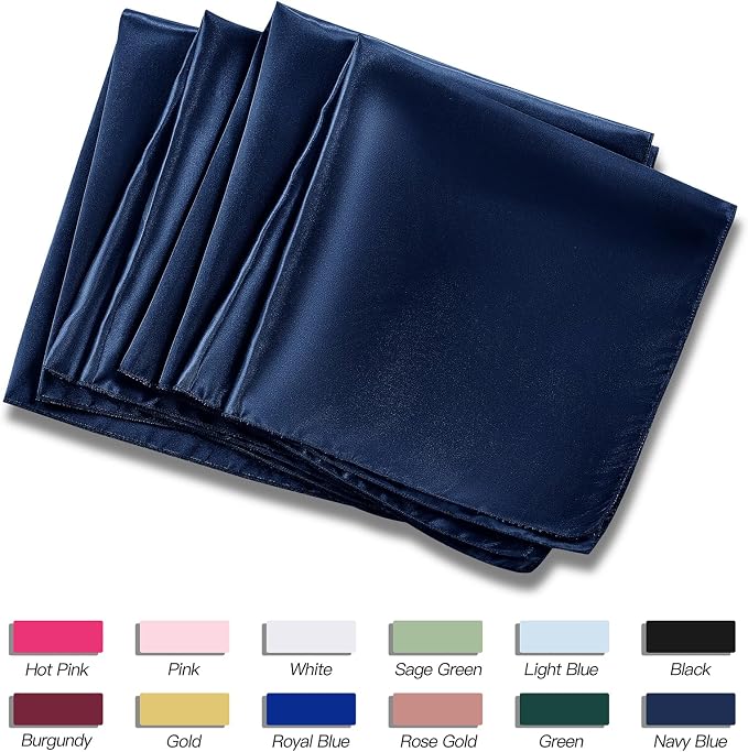 P Pothuiny 24 Pcs Navy Blue Satin Napkins 17 x 17 Inch, Satin Cloth Napkins | - Image 6