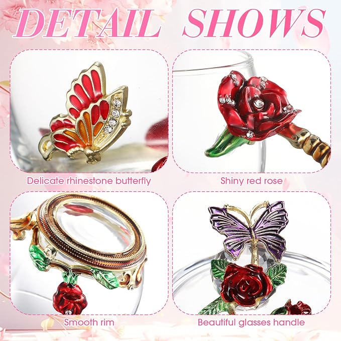 Nuanchu 4 Sets Flower Glass Tea Cups - Image 3