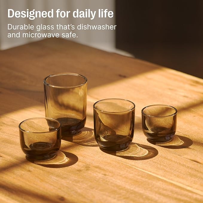 Fellow Pirch Cortado Cups 4.5 oz, Soda Lime Glass Amber | Curved Interior - Image 7