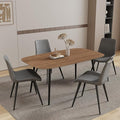 55.1'' Dining Table Set for 4,Modern Wood Dining Table,Leather Dining Chairs 4,Table and Chairs Set of 4,Ideal for Kitchen Dining Room (Walnut Color Table + 4 Grey Chairs)