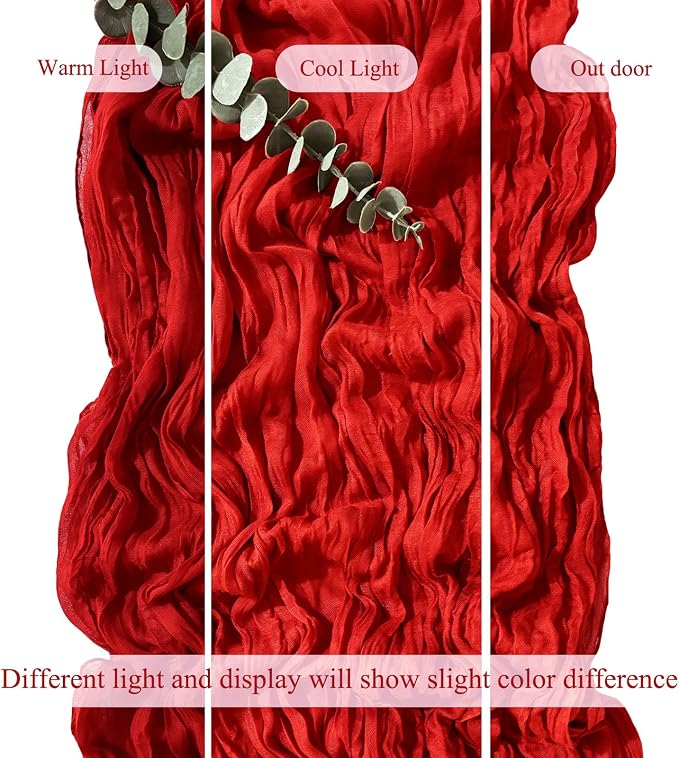 3Pack Red Cheesecloth Table Runner 17x108 inch Red Table Runners | Sheer Cheese - Image 6