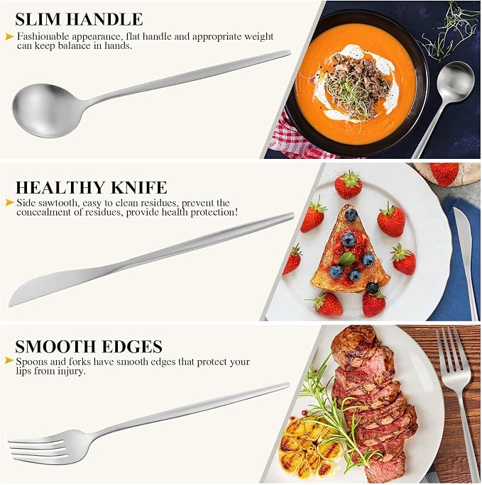 Silverware Set for 4, 20 Piece Flatware Set, Cutlery Tableware set Include - Image 4