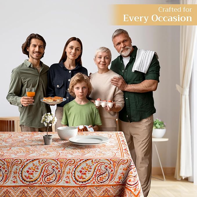 Maison d' Hermine Table Cloth Square Table 100% Cotton 54 x 54 Inches Fall Tablecloth Reusable Everyday Use for Thanksgiving Christmas Decorations Dining Farmhouse Party (Palatial Paisley)