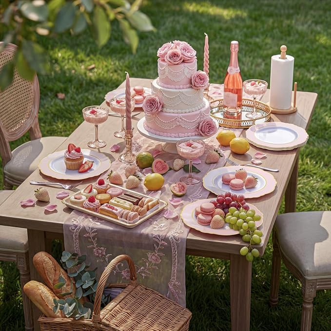 60pcs Pink Dessert Plates - Image 3