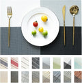 Placemats Set of 12 Vinyl/Plastic Woven Place Mats for Kitchen Table Indoor/Outdoor Washable Placemat Wipeable Dining Table Mats (Grey Grid,12)