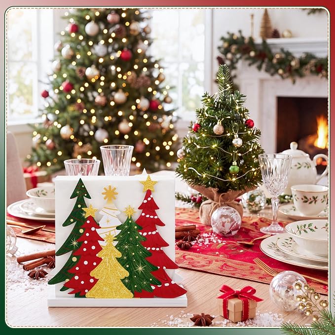 Christmas Tree Napkin Holder for Tables Classical Red and Green Christmas Tree - Image 6