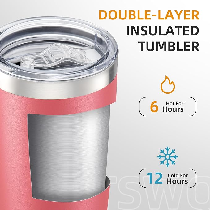 20oz Tumbler Bulk with Lid Stainless Steel Tumblers, 6 Pack | Leak Proof Lid - Image 2