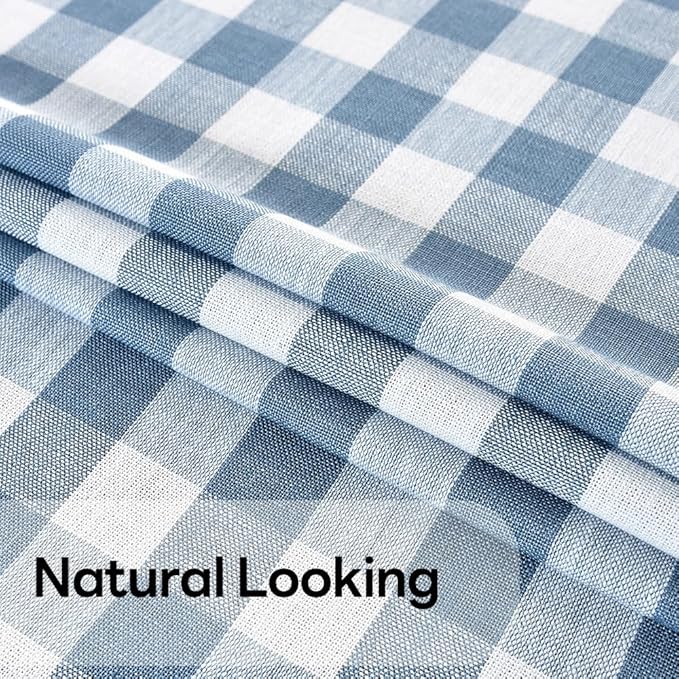 Gingham Tablecloth Rectangle Table Cloth Heavy Duty Cotton Checkered Table Cover for Spring Picnic Kitchen Dining(C-Sky Blue, 52x70 inch)