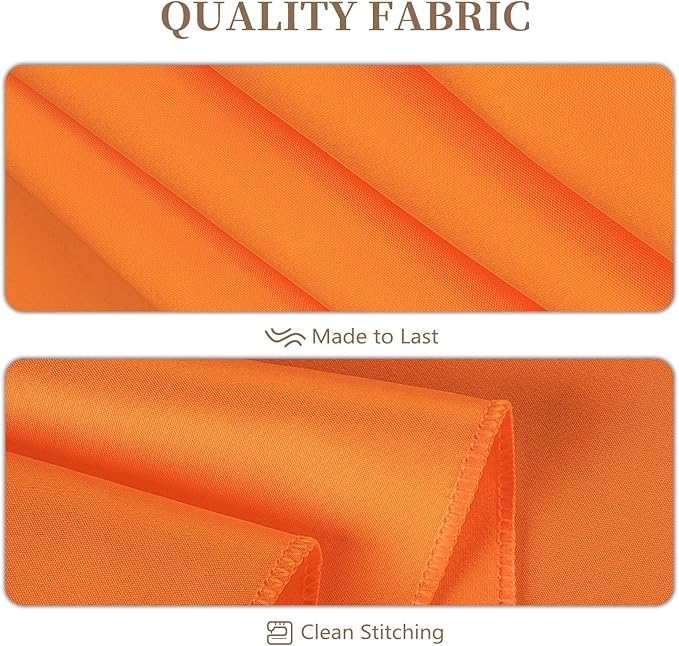 8 Pack Round Tablecloth 120 Inch Cloth Orange Tablecloth for Round Tables, Washable Polyester Table Cloth Stain and Wrinkle Resistant Decorative Table Cover for Wedding Party Dining Banquet
