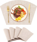 Homaxy Round Table Placemats Set of 4, Washable Wedge Shaped Faux Leather Table Mats, Wipeable Kitchen Dinner Place Mats for Indoor Outdoor, Beige