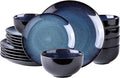 LeRatio Ceramic Dinnerware Sets for 6,Plates and Bowls Sets,Handmade Reactive Glaze Dishes Set,Chip Resistant and Scratch Resistant | Oven&Dishwasher & Microwave Safe-Blue(18PCS)