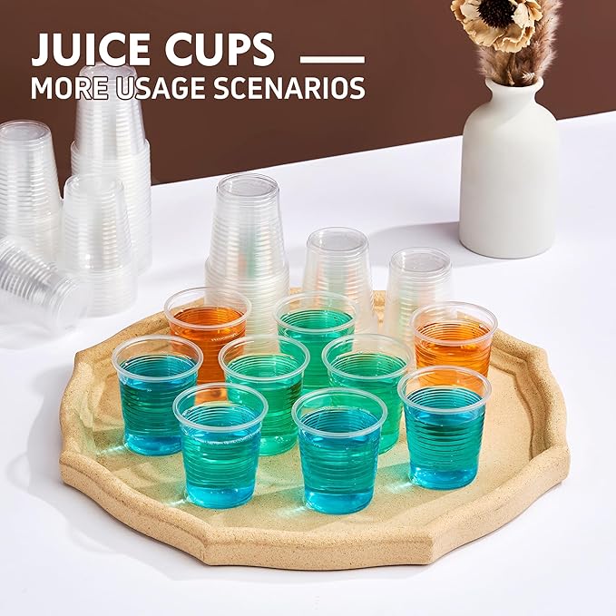 YEEHAW 3 oz Disposable Plastic Cups, 500 Pack, BPA-Free, Clear, Bathroom Mouthwash Cups, Ideal for Parties and BBQ