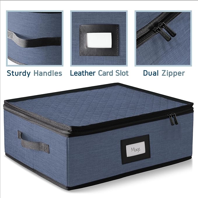 Coffee Mug Storage, 2 Pack Quilted and Stackable Coffee Cup Storage Organizer - Image 3