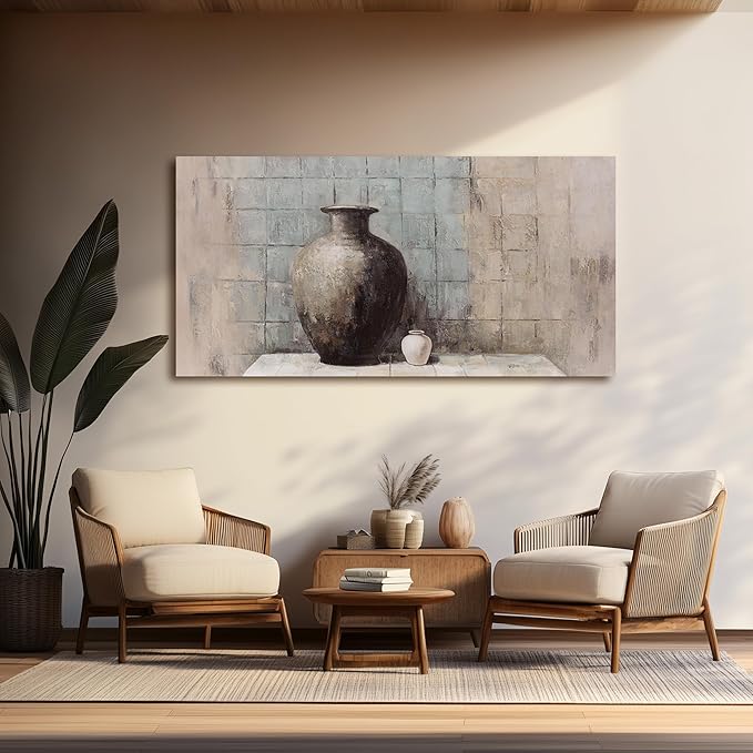 Paintings Home Decor Vintage Wall Decor Wall Decorations Rustic Farmhouse Wall Art Vase Painting Framed Art Abstract Canvas Wall Art for Living Room Bedroom Dining Room Home Office Decor 29"X58"