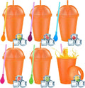 6 Set Slushie Cups with Dome Lids and Straws Detachable Spoon Straws Reusable by Unknown