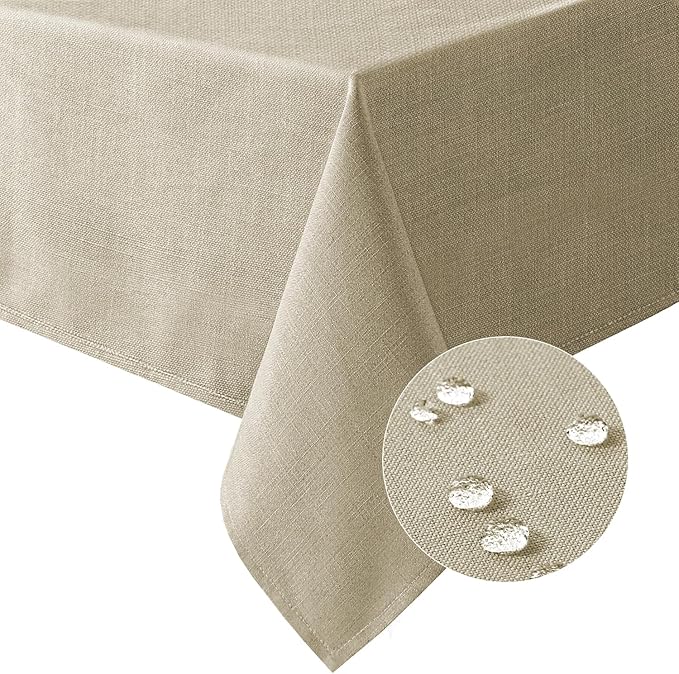 H.VERSAILTEX Linen Textured Table Cloths 54 x 54 Inch Premium Solid Tablecloth Spill-Proof Waterproof Table Cover for Dining Buffet Feature Extra Soft and Thick Fabric Wrinkle Free, Taupe