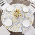 Walrus Round Vinyl Fitted Tablecloth with Flannel Backing Elastic Edge Design Table Cover Waterproof Oil-Proof PVC Table Cloth Stain-Resistant Best for 45"-56" Round