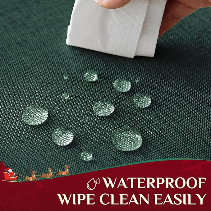 Softalker Large Rectangular Table Cloth Green 120x60 inch Linen Textured Tablecloth Waterproof, Stain and Wrinkle Resistant, Extra Lang Table Cloth for 6/8 Foot Rectangle Tables Decor Christmas