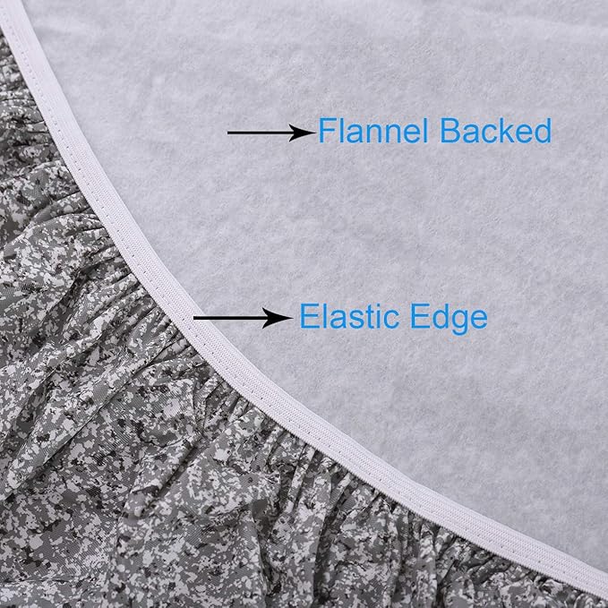 Walrus Round Vinyl Fitted Tablecloth with Flannel Backing Elastic Edge Design Table Cover Waterproof Oil-Proof PVC Table Cloth Stain-Resistant Best for 45"-56" Round