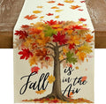 Fall Table Runner 13 x 90 Inch, Maple Leaves Autumn Farmhouse Decor by GEEORY