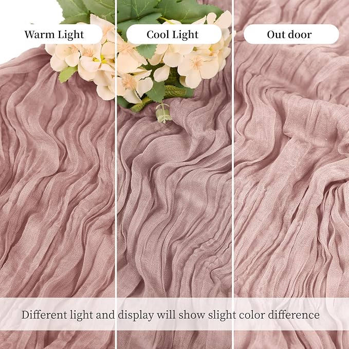 3 Pack Dusty Pink Cheesecloth Table Runner, 17 x 108 Inch, Gauze Cheese Cloth - Image 6