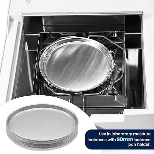 50 Pcs Aluminum Sample Pans 90mm Weight Scale Tray Disposable Round Lab Trays Fits Moisture Analyzer Laboratory Balance Dish Plate for Moisture Tester