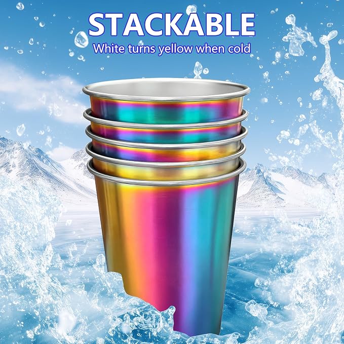 20oz 5PCS Stainless Steel Pint Cups, Reusable metal Cups, Drinking | Pint - Image 3