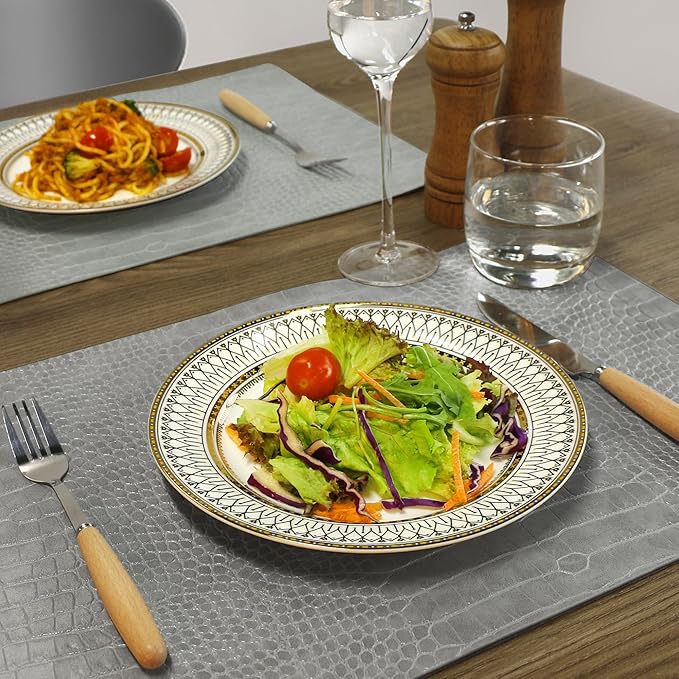 Set of 4 Faux Leather Placemats, PU Table Mats, Waterproof, Stain Resistant, Heat Resistant, Easy to Clean for Kitchen Dining Table,Conference Table
