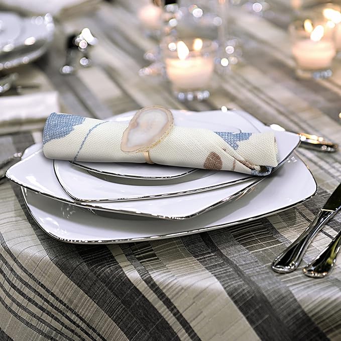 CozyTower Agate Napkin Rings Set of 4, Gold Napkin Holders for Cloth Napkins, Unique Wedding Decorations Napkin Ring Kitchen Accessories for Dinner Party (Natural Color Agate)