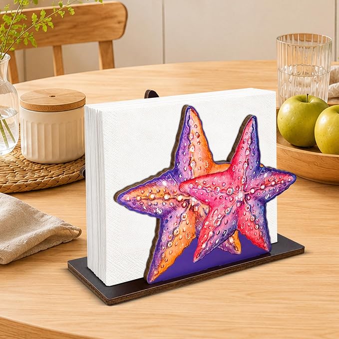 Starfish Decor Wood Napkin Holder - Image 3
