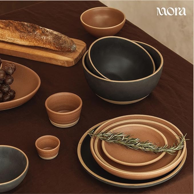 MORA Small Plates Set of 4, 6.5 inch Ceramic Pottery Dessert Plates - Microwave, Oven and Dishwasher Safe - Harvest