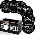 Queekay Coasters Set of 6 House Warming Gifts New Home Wooden Farmhouse Drink by Queekay
