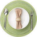 Round Placemats Set of 8 Woven Placemats Washable Braided Table Mats for Dining Table Heat Resistant Non-Slip Circle Place Mats(Green)