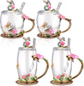 Nuanchu 4 Sets Flower Glass Tea Cups by Nuanchu