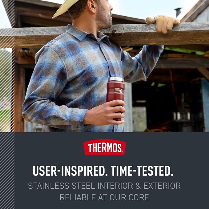 THERMOS Stainless King Stainless Steel Tumbler, Rustic Red | Vacuum-Insulated - Image 5