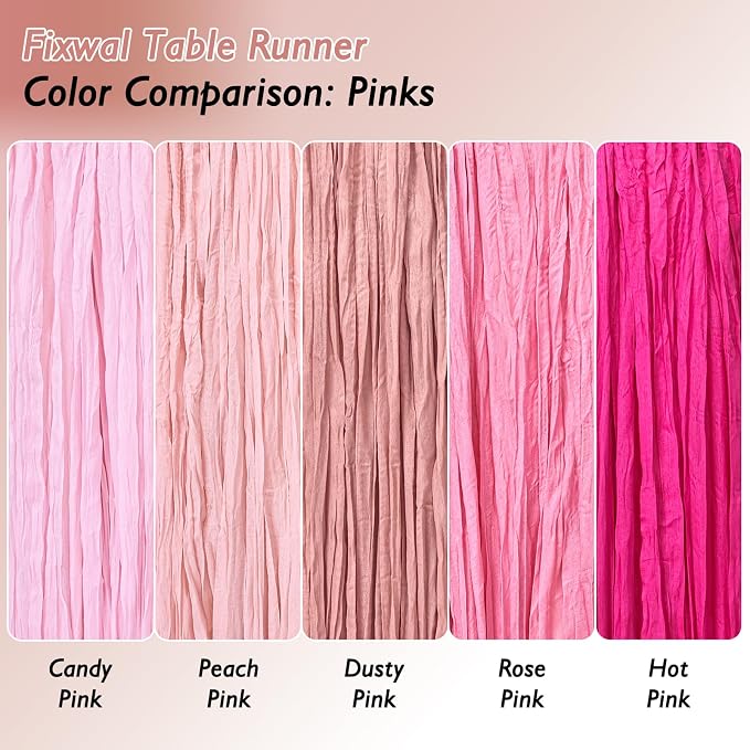 3 Pack Dusty Pink Cheesecloth Table Runner 120 Inch Boho Wedding Decor | - Image 4