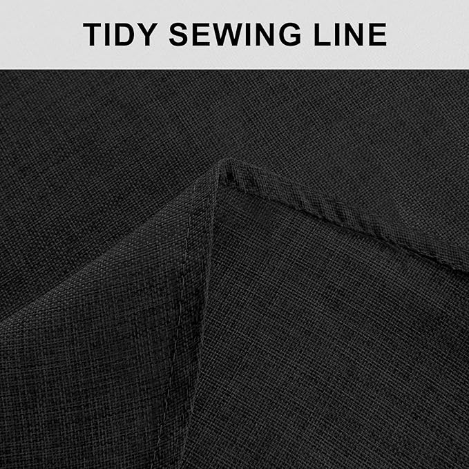 Hiasan Round Linen Tablecloth 120 Inch - Wrinkle and Stain Resistant Washable Polyester Fabric Table Cloth for Dining Room Kitchen Party, Black