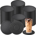Eccliy 48 Pack Silicone Coasters for Drinks Nonslip Silicone Drink Coasters Cold Hot Heat Resistant for Table Tabletop Coffee Bar (Black)