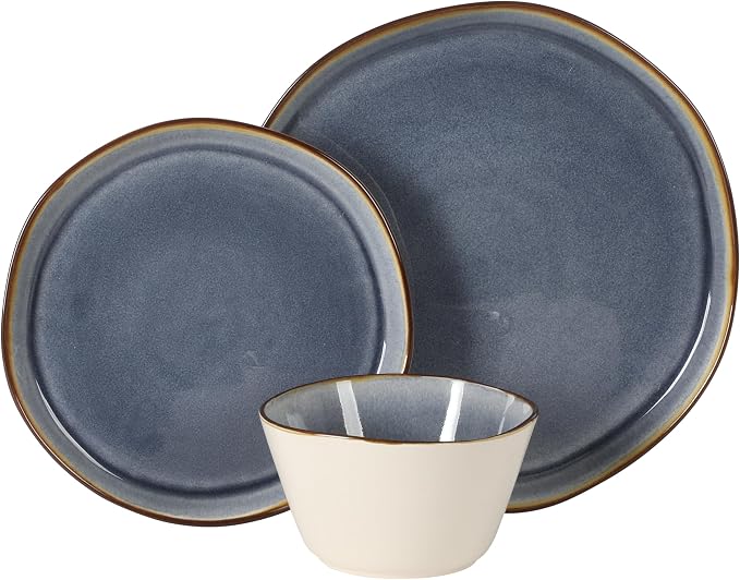 Gibson Elite Algeria River Plates and Bowls Sets, 12-Piece Stoneware Dinnerware - Image 8