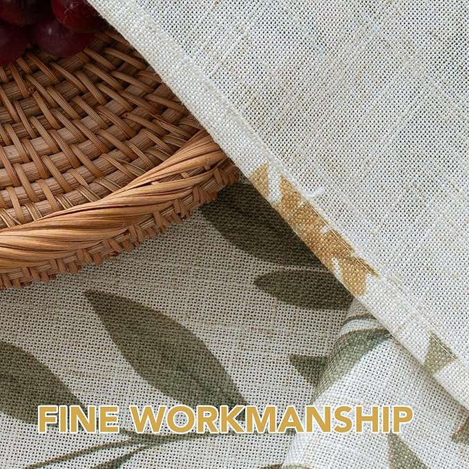 H.VERSAILTEX Linen Table Cloths Floral Printed Tablecloth Spill-Proof Waterproof Table Cover for Dining Buffet Feature Soft and Thick Fabric Wrinkle Free, 60 x 60 Inch, Adela Botanical Motif - Sage